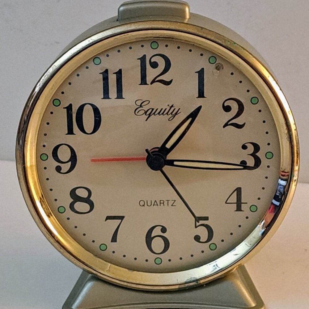Vintage Wind-Up Quartz Alarm Clock by Equity 4.5" x 4.25"